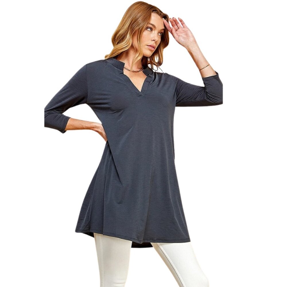 3/4 Sleeve Tunic in Grey